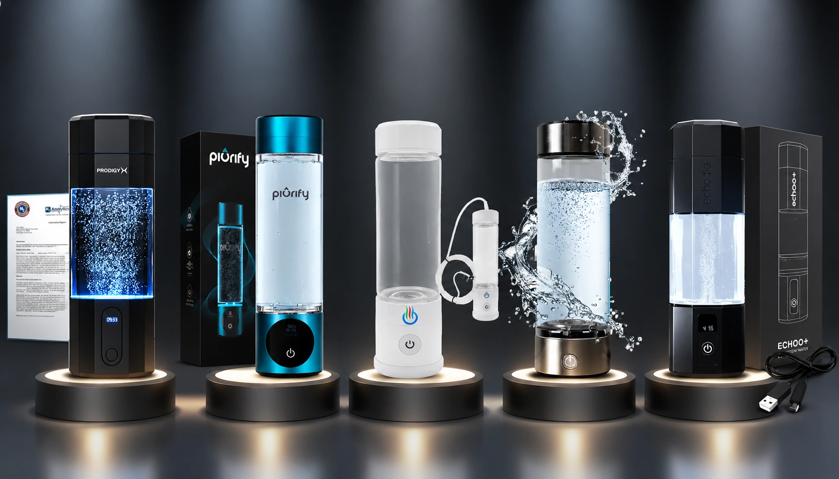 Hydrogen water bottle being held